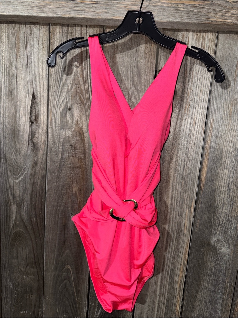 Trina Turk Hot Pink One Piece Swimsuit with Gold Ring Detail - Picture 7 of 9
